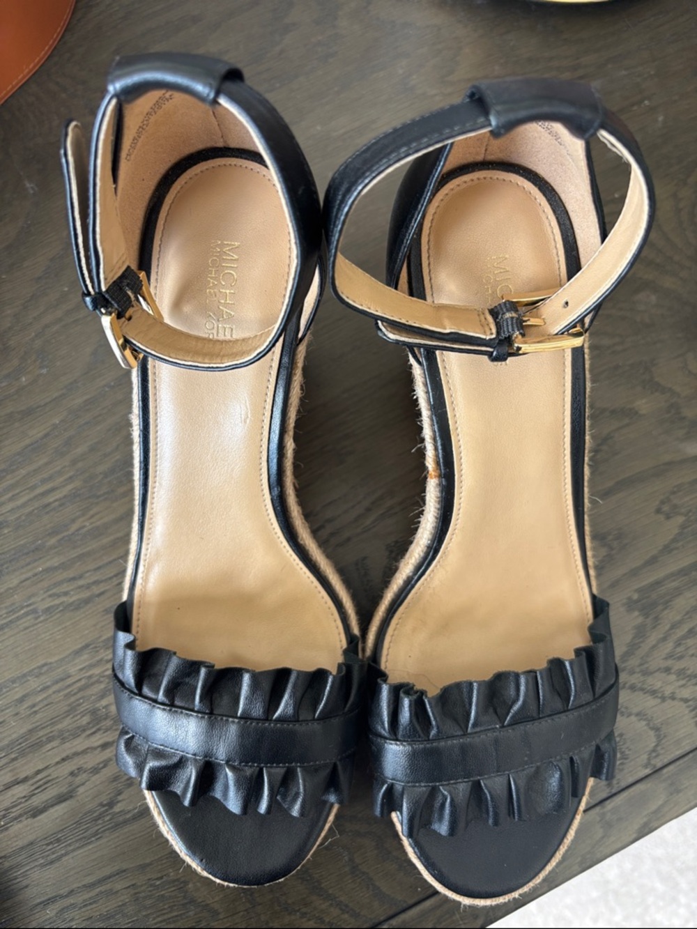 Michael Kors Black Ruffle Ankle-Strap Sandals